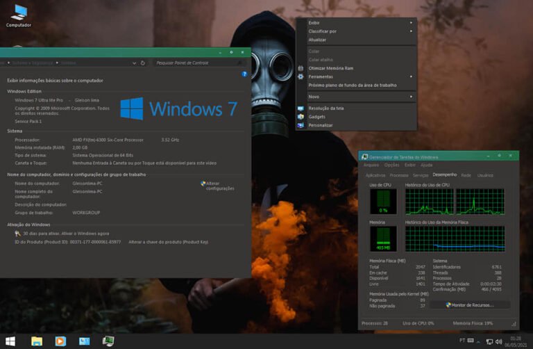 Windows 7 Pro Ultra LITE Dark - Salvando PC Fraco